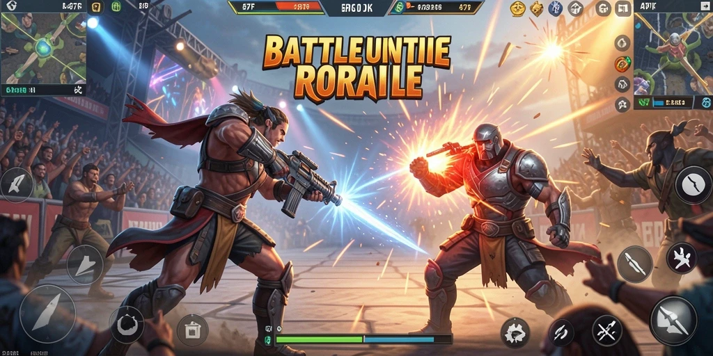 Screenshot gameplay Battle Royale 47F yang menunjukkan pertarungan seru.