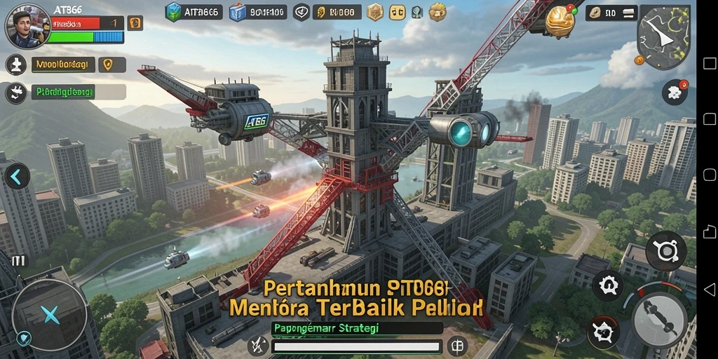 Tampilan gameplay AT866 yang mendebarkan dengan strategi menara yang cerdas.