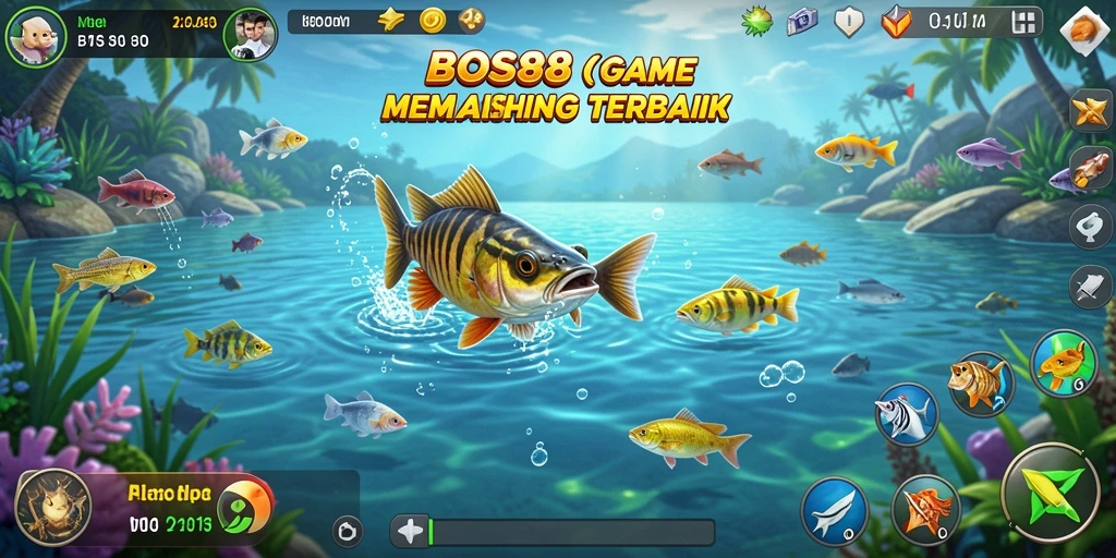 Tangkapan ikan berwarna-warni dalam gameplay memancing yang seru.