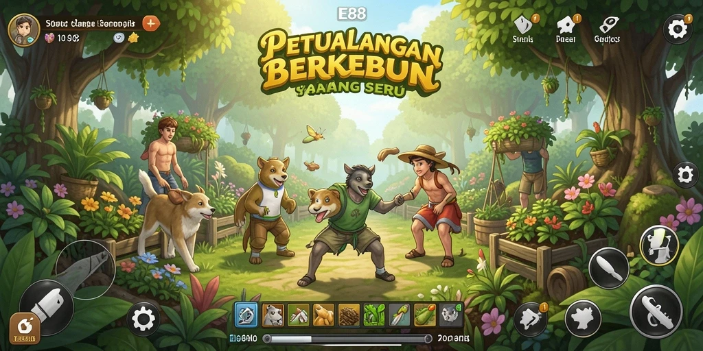 Tampilan gameplay seru dalam E88, nikmati berkebun yang mendebarkan.