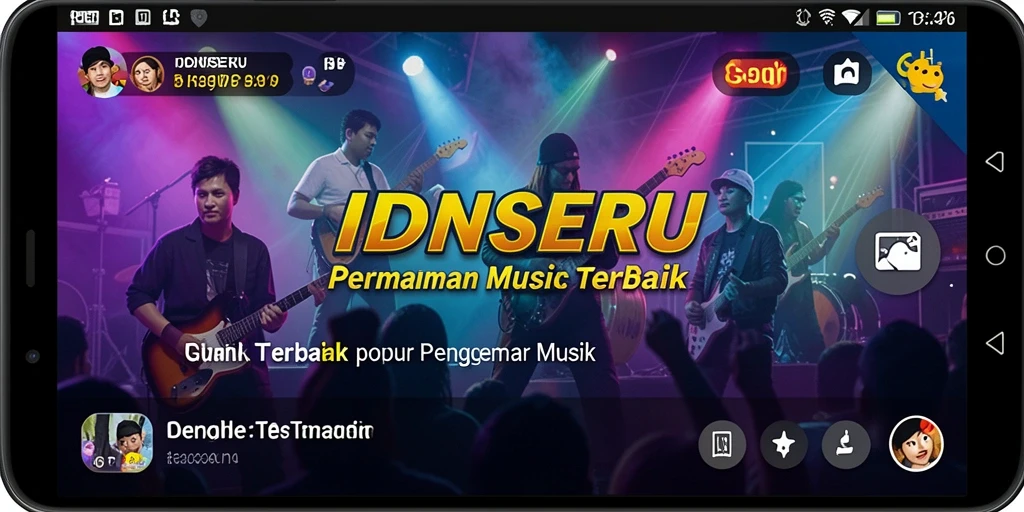 Tampilan gameplay IDNSERU menunjukkan interaksi seru dengan musik.