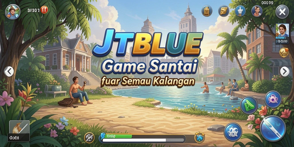 Tampilan gameplay JTBLUE yang menarik dan penuh warna.