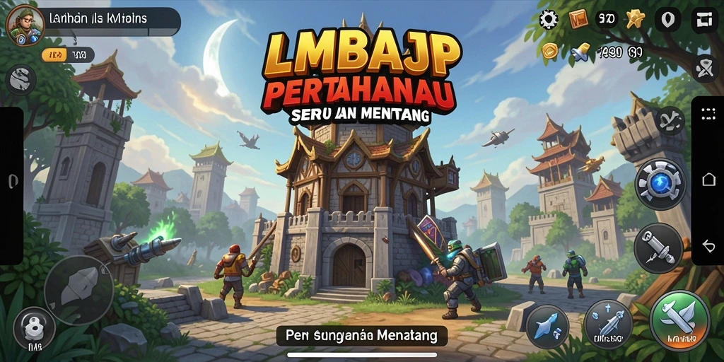 Tampilan gameplay seru dalam permainan Tower Defense LMBAJP.