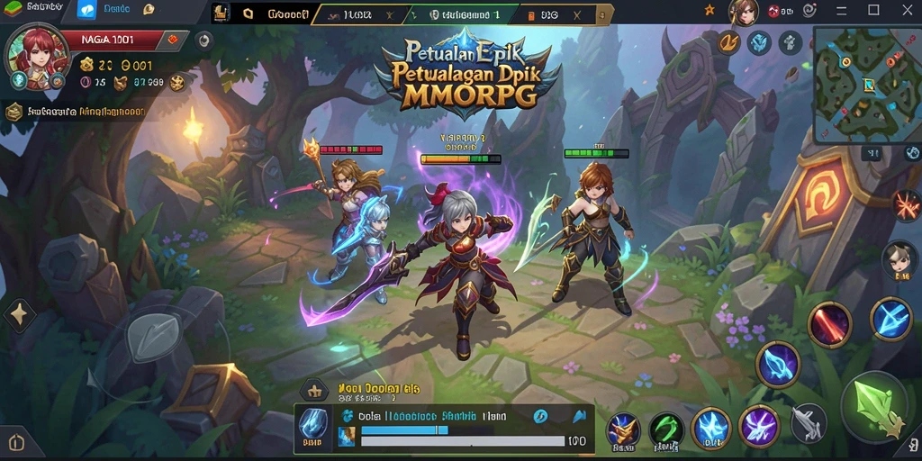 Screenshot gameplay NAGA1001 menampilkan pertarungan epik antara karakter dan monster.