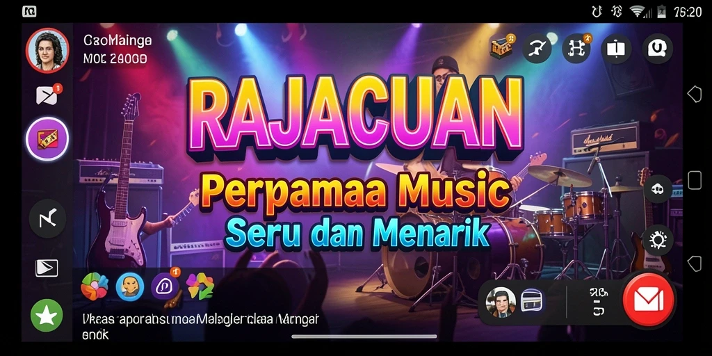 Screenshot gameplay RAJACUAN yang menampilkan permainan musik yang seru.