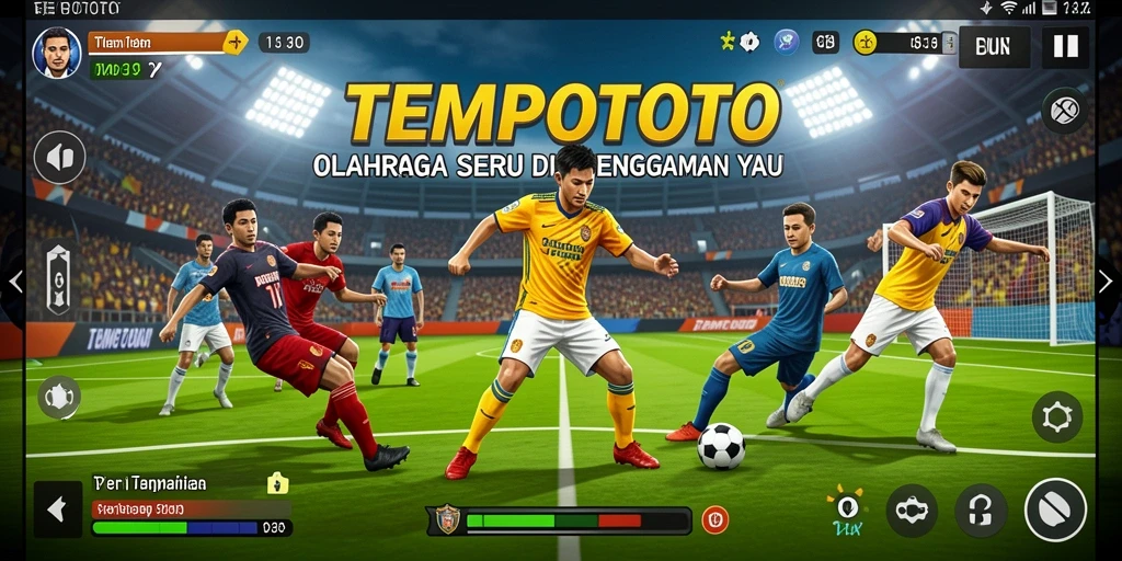 Screenshot TEMPOTOTO menampilkan aksi seru dalam permainan olahraga.