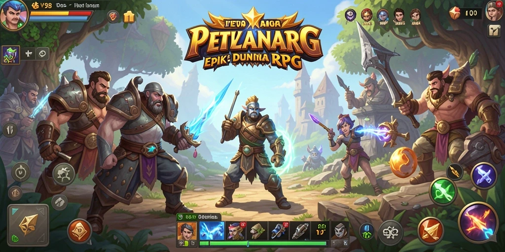 Screenshot V98 menampilkan aksi seru dalam petualangan RPG.